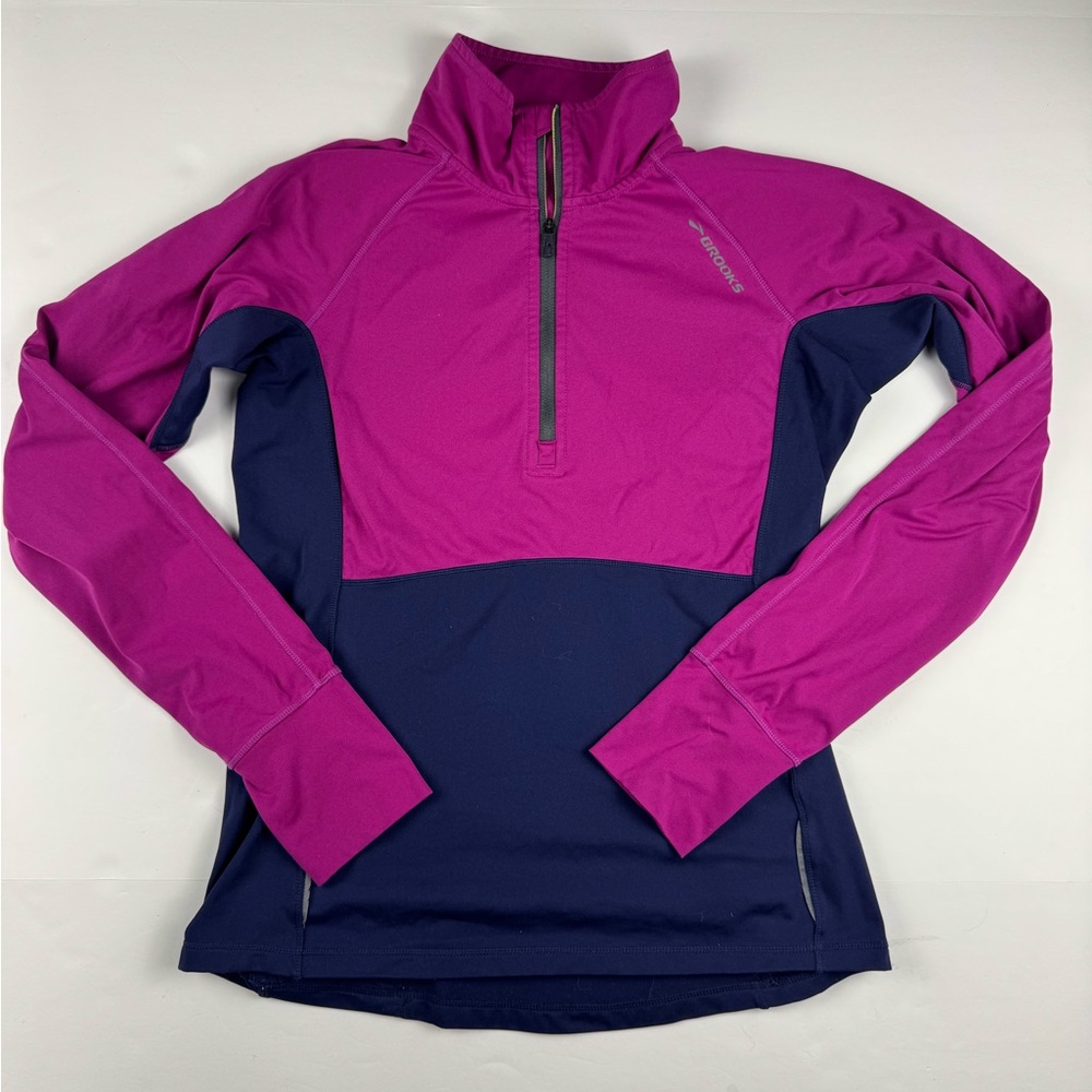 Brooks Two-Tone Magenta & Navy Half-Zip Athletic Jacket